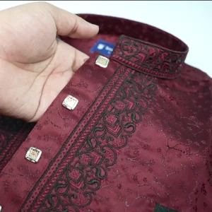 Luxury Katan Panjabi (Maroon)
